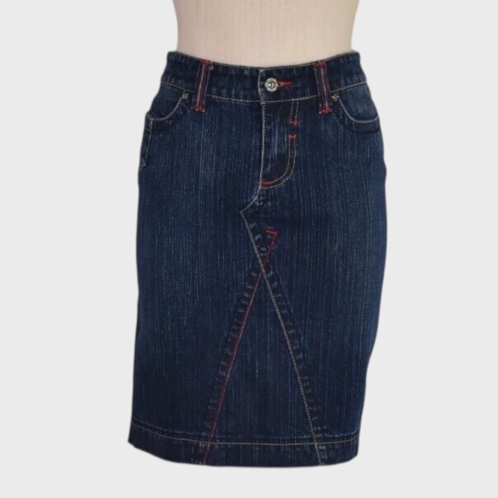 Eckored Dark Wash Denim Pencil Skirt‎